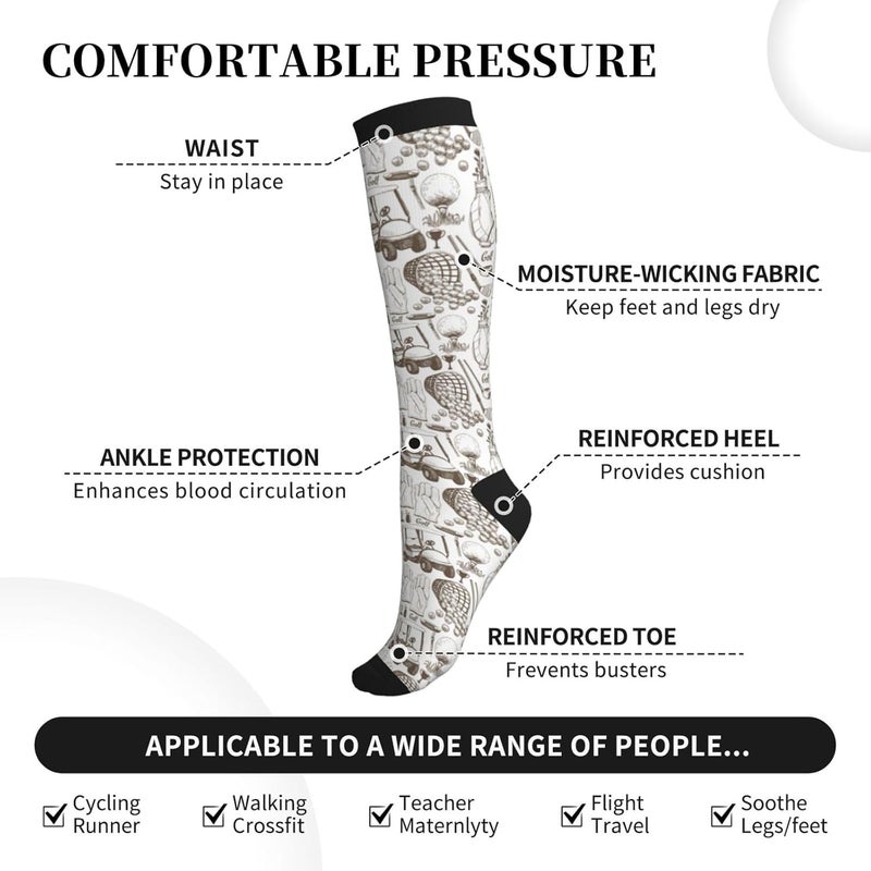 bassyil Compression Socks for Women & Men Circulation 15-20 mmHg Knee High Best Support for Nurses Travel Running Athletic - Image 2
